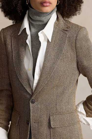 Kabáty Polo by Ralph Lauren Wool Blend Herringbone Blazer Šedá | 211891070, 3