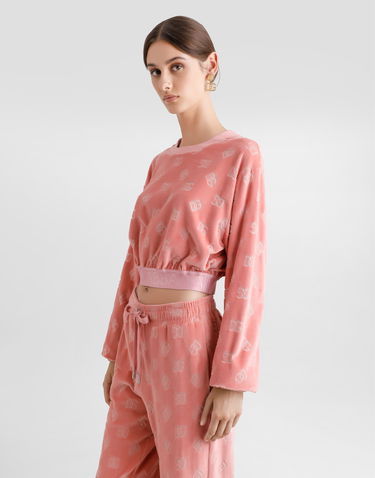 Mikina Dolce & Gabbana Dolce & Gabbana Chenille Jacquard Cropped Sweatshirt Ružová | F9R09TFJ7DLF0473, 3