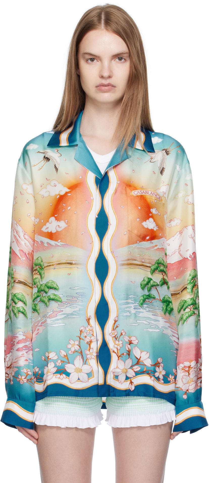Košeľa Casablanca Casablanca 'Tennis Club' Print Silk Long Sleeve Shirt Rôznofarebný | U-WPF25-SH-006-01
