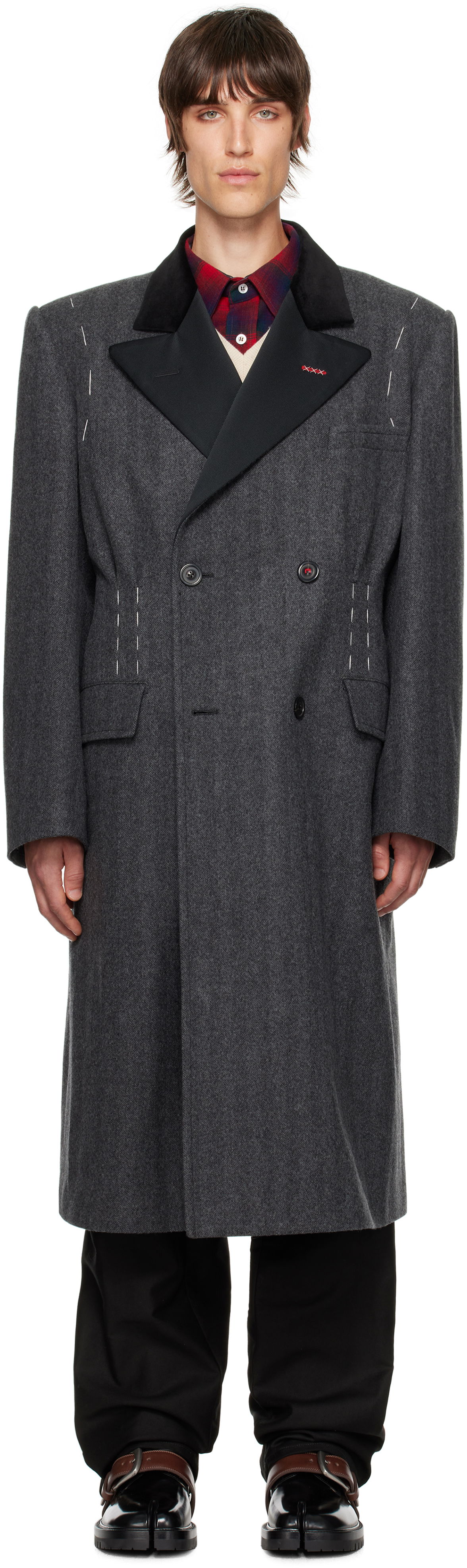 Kabáty Maison Margiela Double-Breasted Coat Šedá | SI1AA0002 S53338, 0