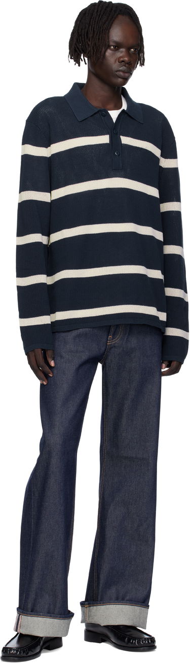Polo tričko CALVIN KLEIN Calvin Klein Long Sleeve Striped Polo Navy | 81B388G, 3