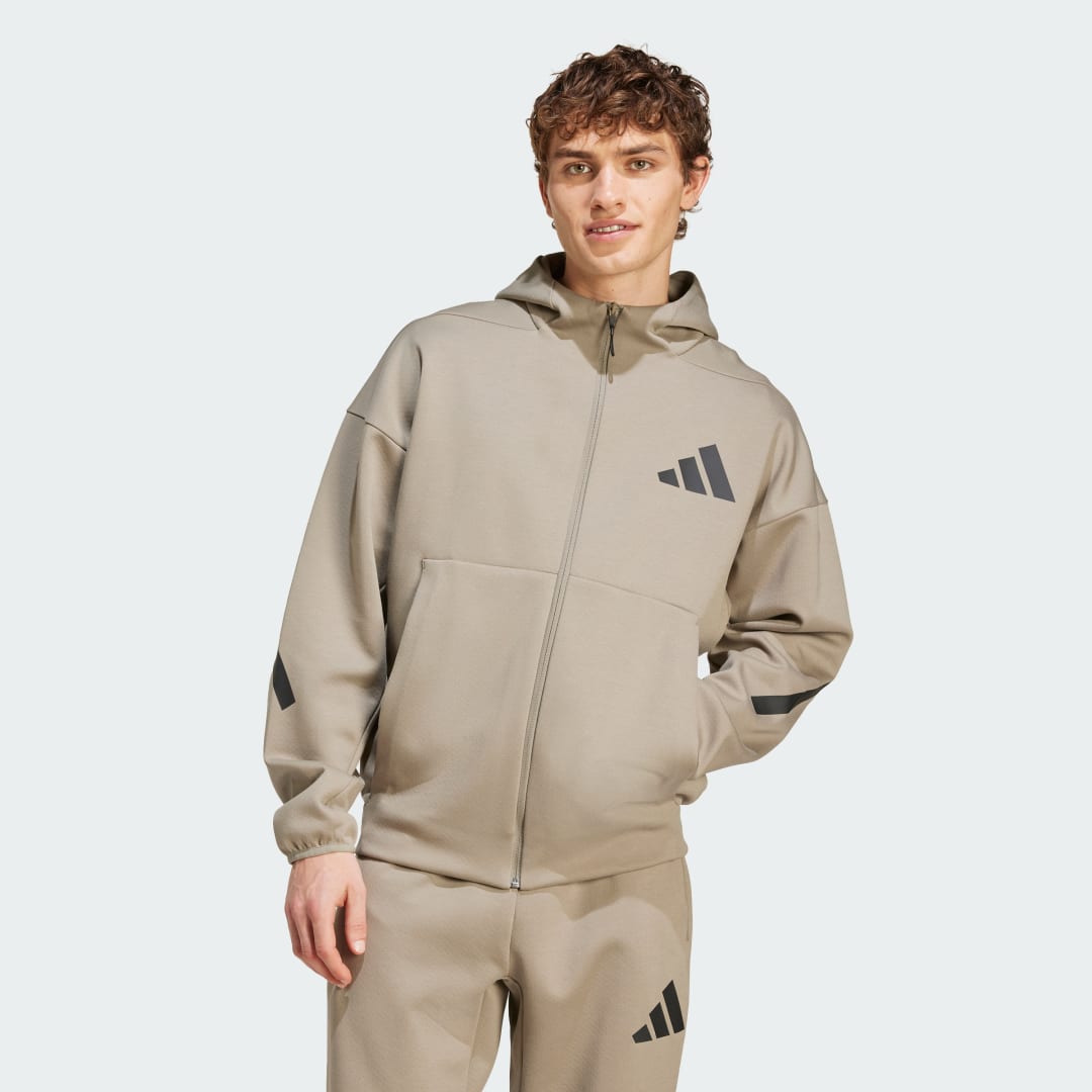 Mikina adidas Performance Z.N.E. Full-Zip Hooded Béžová | JD9600, 0