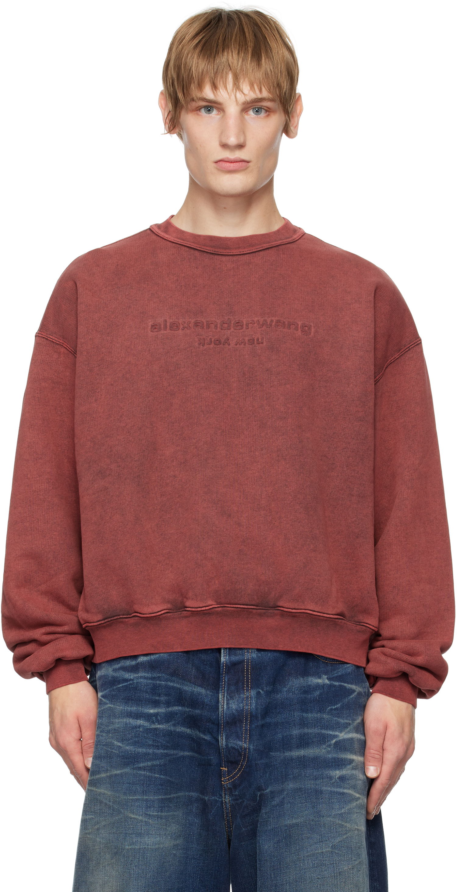 Mikina Alexander Wang Embossed Logo Cotton Sweatshirt Červená | UCC4241740, 0