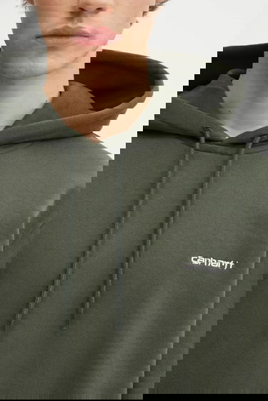 Mikina Carhartt WIP Plain Hooded Script Embroidery Sweatshirt with Kangaroo Pocket Zelené | I035392.3CDXX, 3