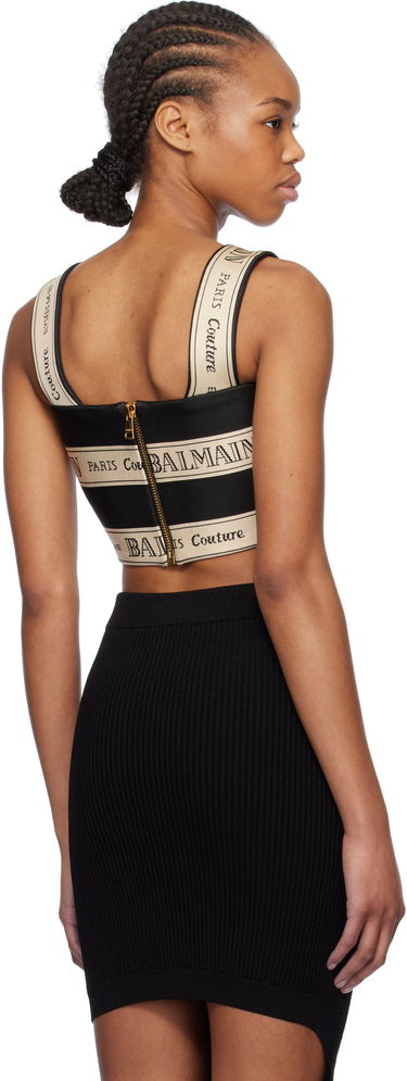 Sukňa Balmain Balmain Ribbon Jacquard Crop Top Čierna | EF1AA370JJ95, 2