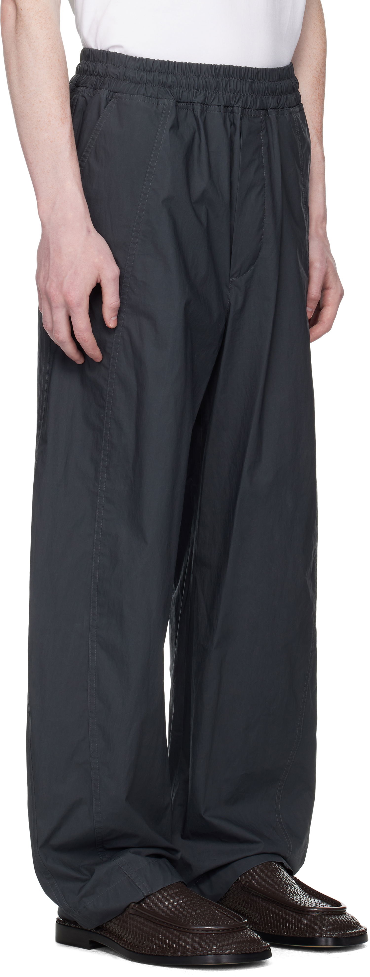 Nohavice Bottega Veneta Bottega Veneta Resinated Cotton Trousers Šedá | 826832V5D201592, 1