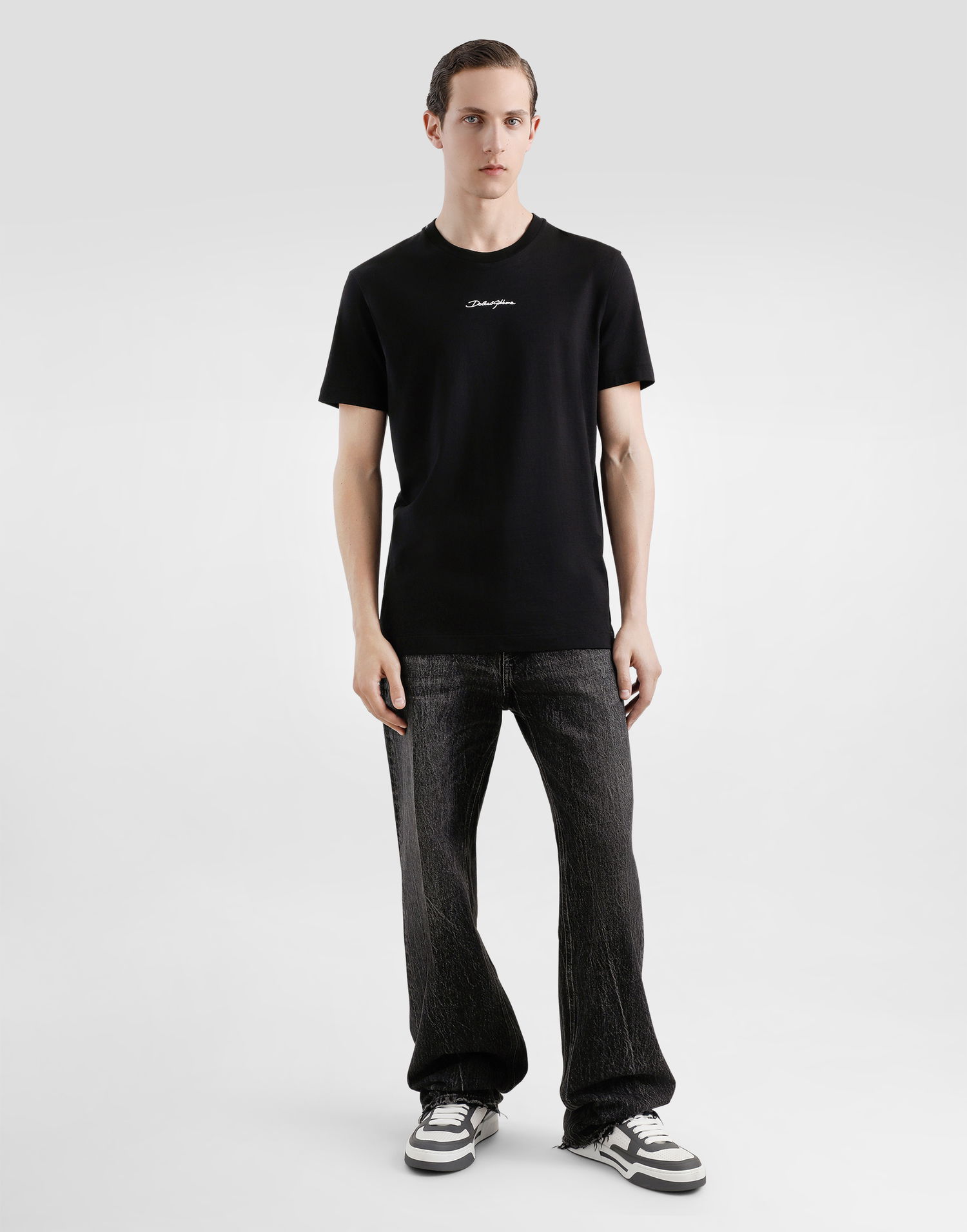 Džínsy Dolce & Gabbana Dolce & Gabbana Oversize Cotton Jeans With Embroidered Logo Čierna | GWVNXZG8MU8S9001, 1