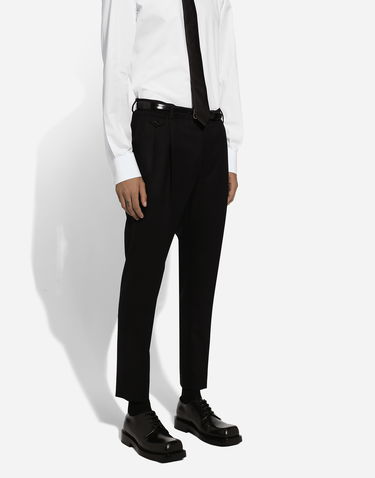 Nohavice Dolce & Gabbana Dolce & Gabbana Tailored Flannel Pants Čierna | GY6UETGI251N0000, 3