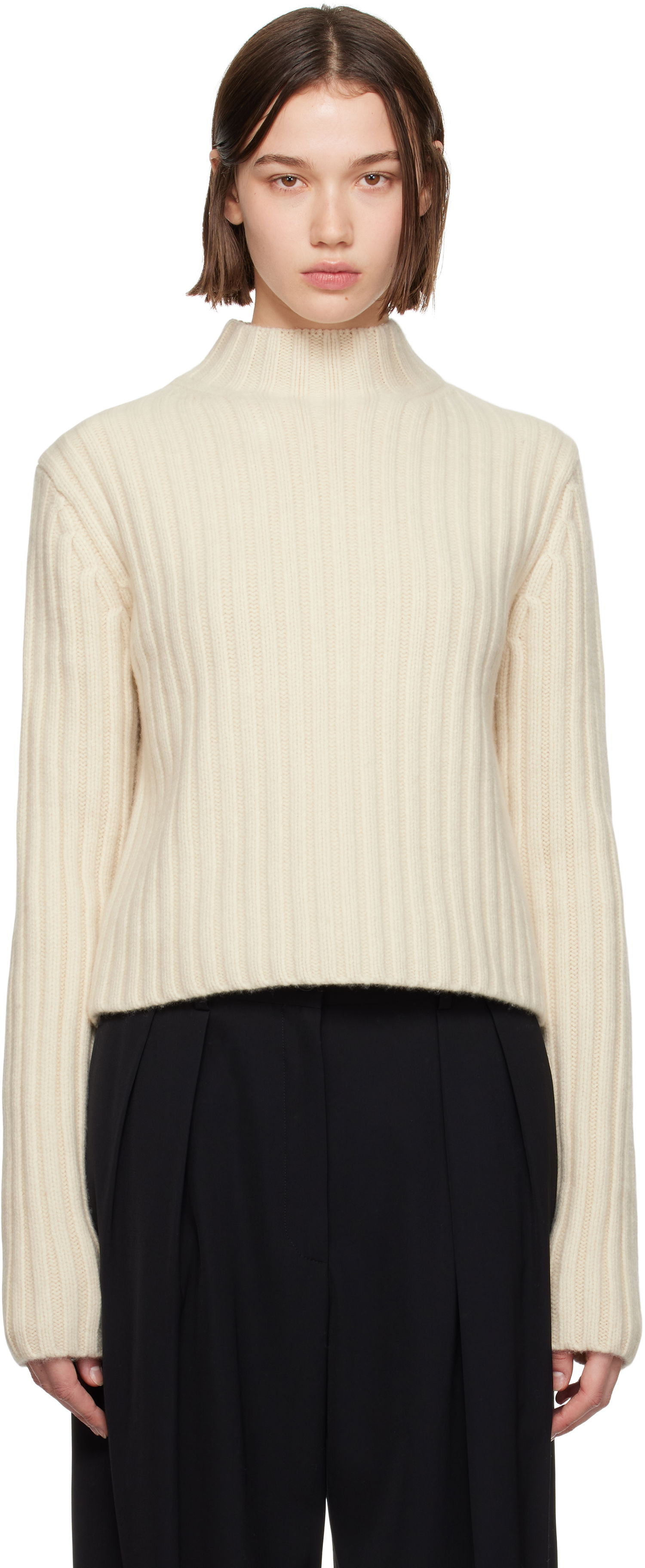 Sveter TOTEME TOTEME Chunky Rib Knit Sweater Béžová | 244-WRT0375-YA0004, 0