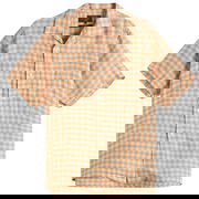 Beams Plus Open Collar Panama Plaid Linen Shirt, Size Large