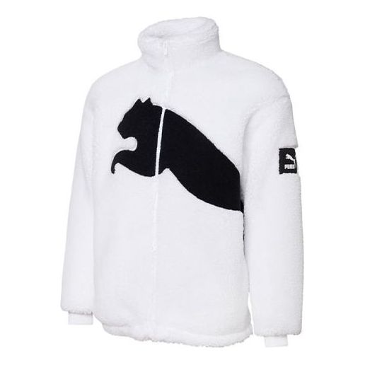 Sveter Puma Sherpa Contrasting Large Logo Lamb's Wool Warm Jacket Biela | 848418-02