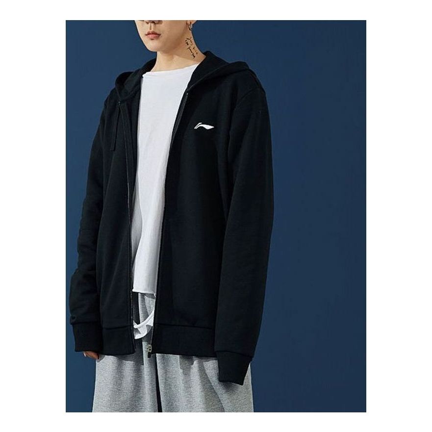 Mikina Li-Ning Table Tennis Series Logo Embroidered Sports Hooded Jacket Čierna | AWDS523-1, 0