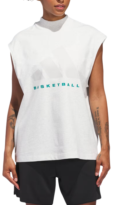 Tričko adidas Originals adidas BASKETBALL SLEEVELESS T-SHIRT, Grau Biela | JI9120, 4