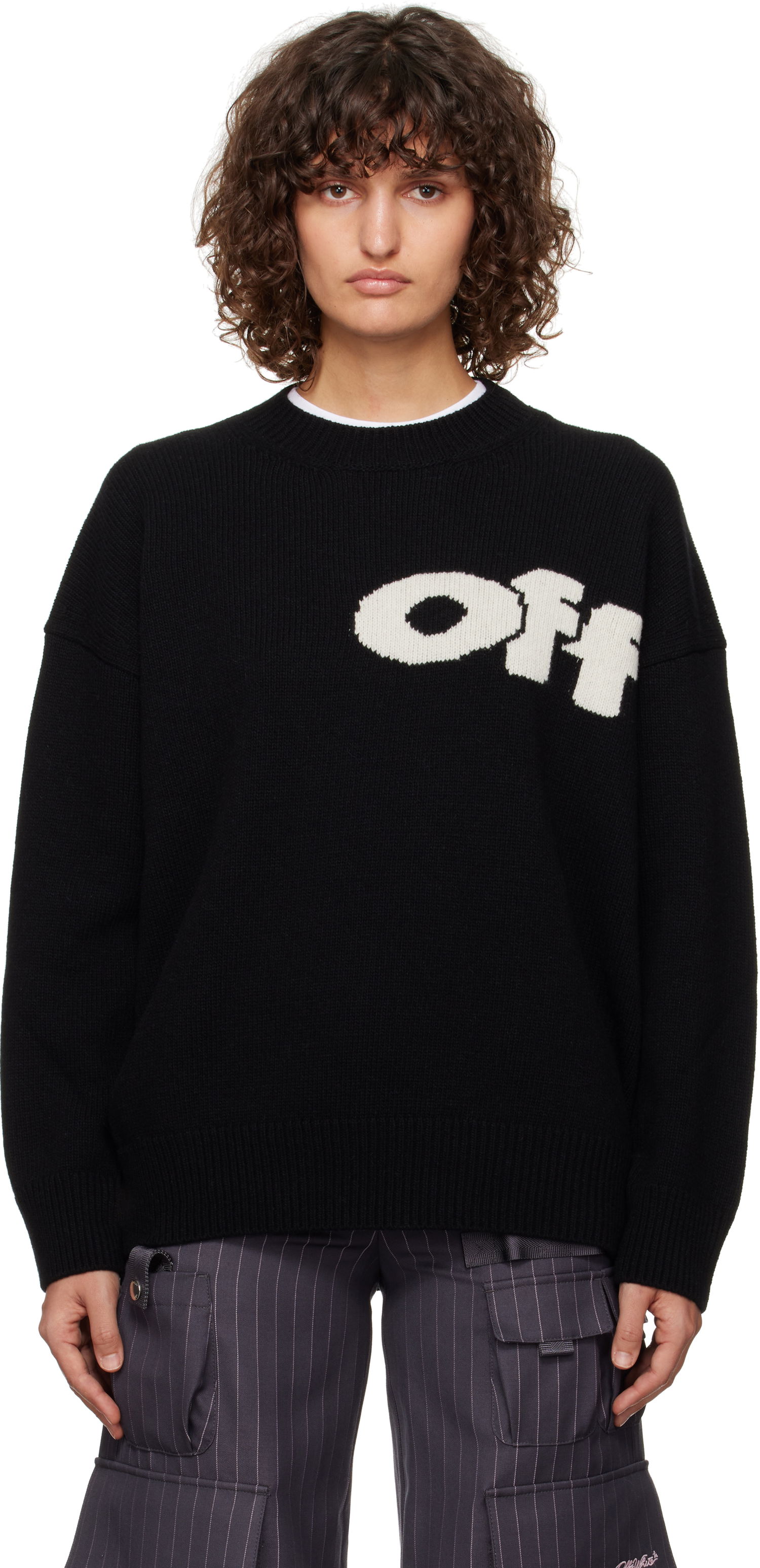 Sveter Off-White Black Knit Shared Logo Sweater Čierna | OWHE106F24KNI0011001, 0