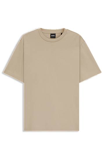 Tričko BOSS Relaxed-fit Mercerised Cotton T-shirt Béžová | 50552064, 0