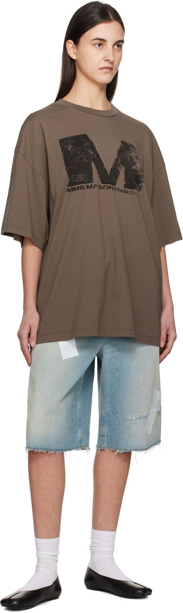 Tričko Maison Margiela MM6 Maison Margiela Sunbleached Logo T-Shirt Hnedá | S52GC0342 S24312, 3