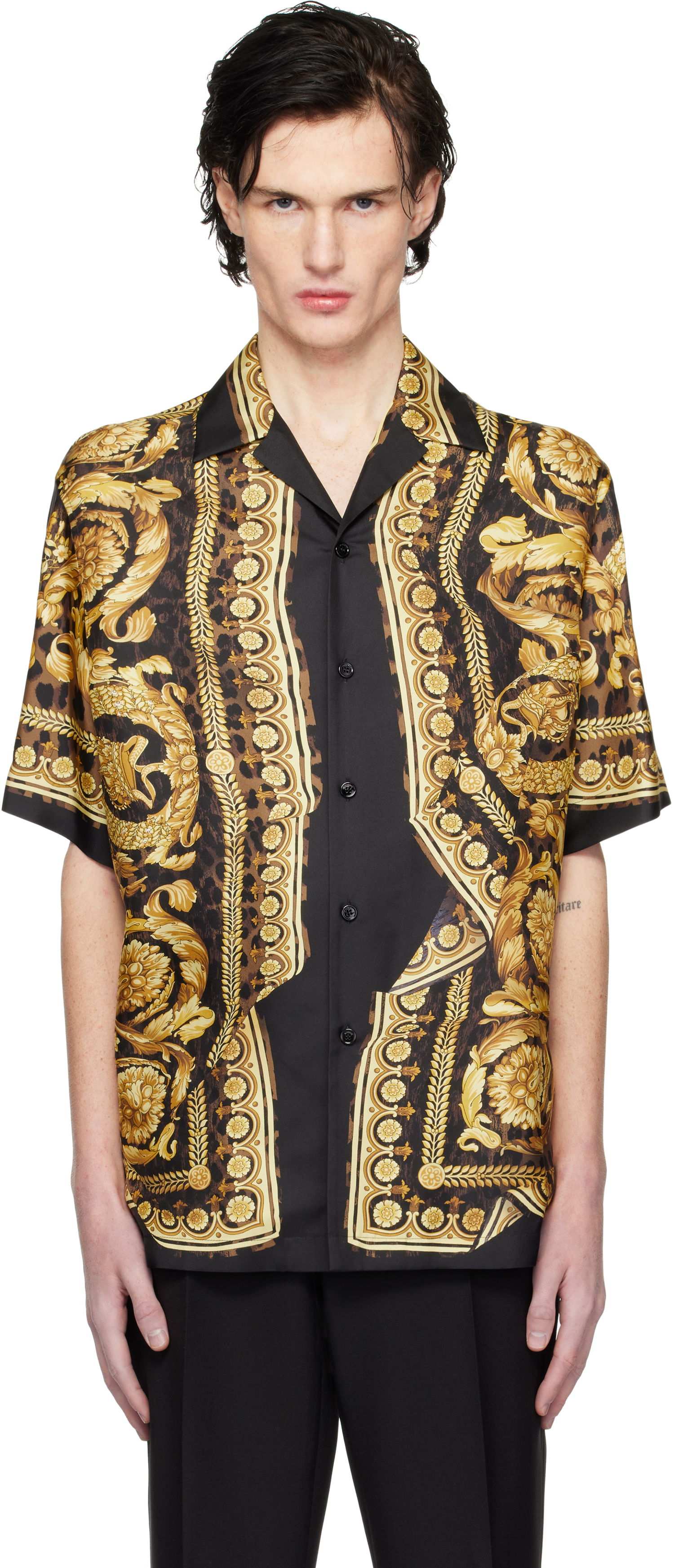 Košeľa Versace Black & Gold Wild Illusion Silk Shirt Čierna | 1003926_1A11896, 0