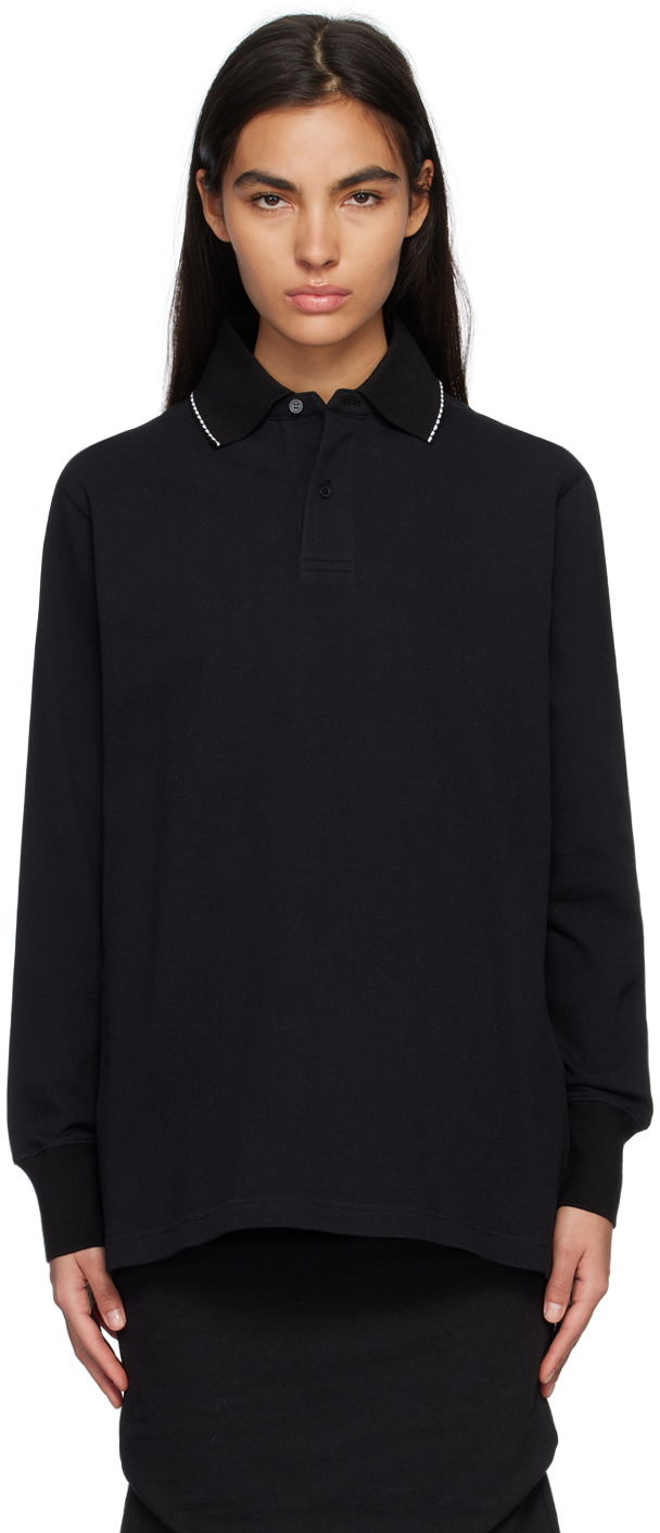 Polo tričko We11done We11done Scalloped Edge Long Sleeve Polo Čierna | WD-TT1-23-819-U-BK, 0