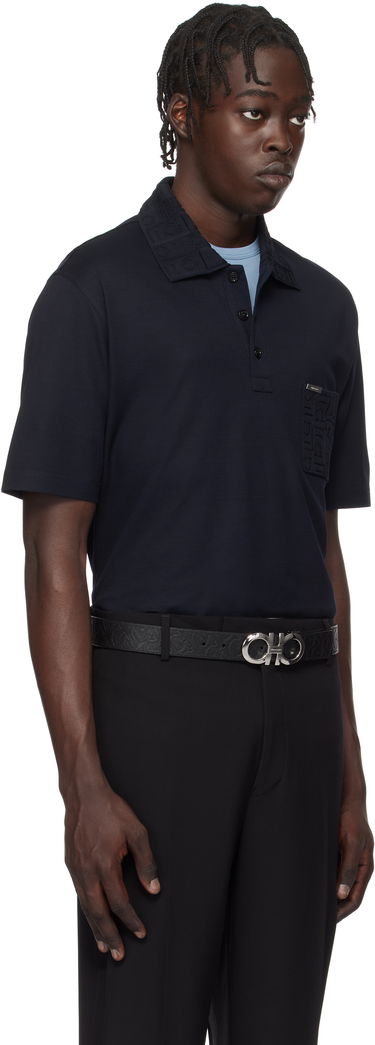Polo tričko FERRAGAMO Salvatore Ferragamo Jacquard Pocket Polo Navy | 781014, 1