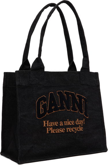 Tote bag GANNI GANNI Large Denim Tote Čierna | A6583, 4