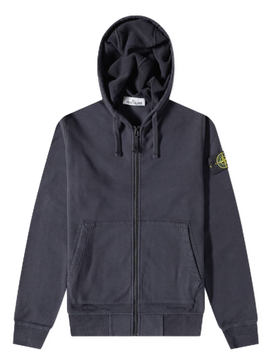 Mikina Stone Island Brushed Cotton Full Zip Hoodie Navy | 771564220-V0020
