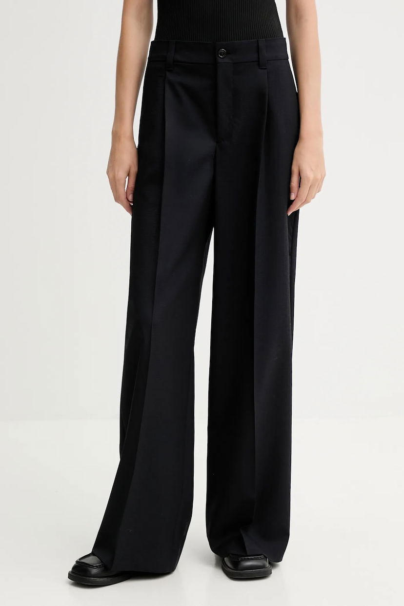 Nohavice KENZO Kenzo High Waist Wide Leg Wool Trousers Čierna | FF62PA1099ID