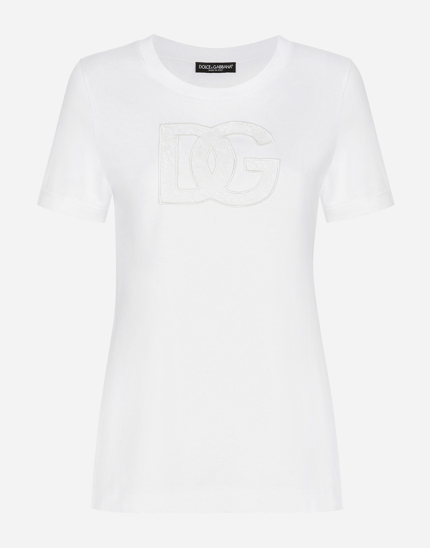 Tričko Dolce & Gabbana Jersey T-shirt With Dg Logo Patch Biela | F8M68ZGDB9OW0800, 0