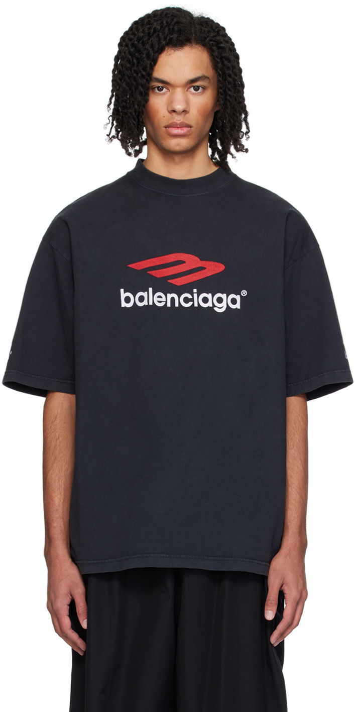 Tričko Balenciaga 3B Sports Icon T-Shirt Čierna | 764235-TPVD7-1470