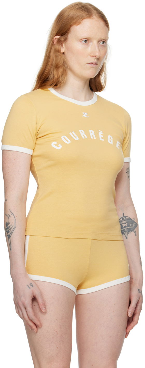 Tričko Courrèges Contrast Trim T-Shirt Žltá | 323JTS017JS0093, 1