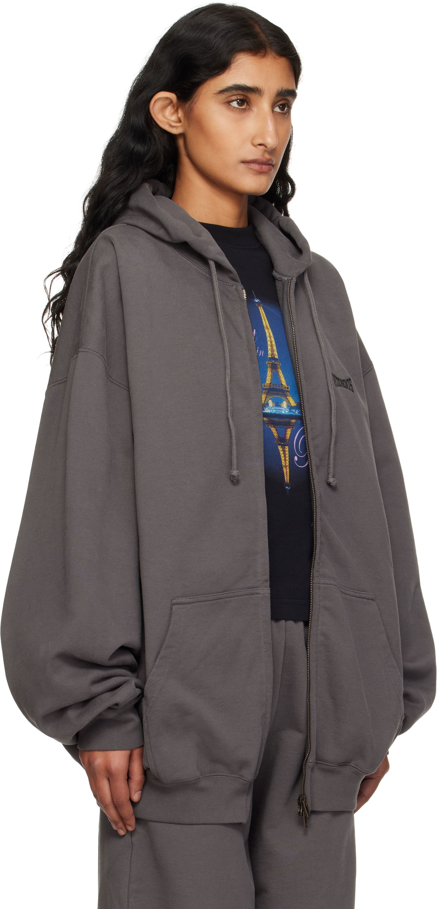 Mikina VETEMENTS Vetements Oversized Zip-Up Hoodie Šedá | UH76ZU160M, 1