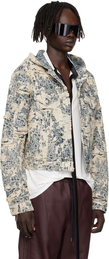 Bunda Acne Studios Acne Studios Hooded Distressed Denim Jacket Modrá | C90202-, 1