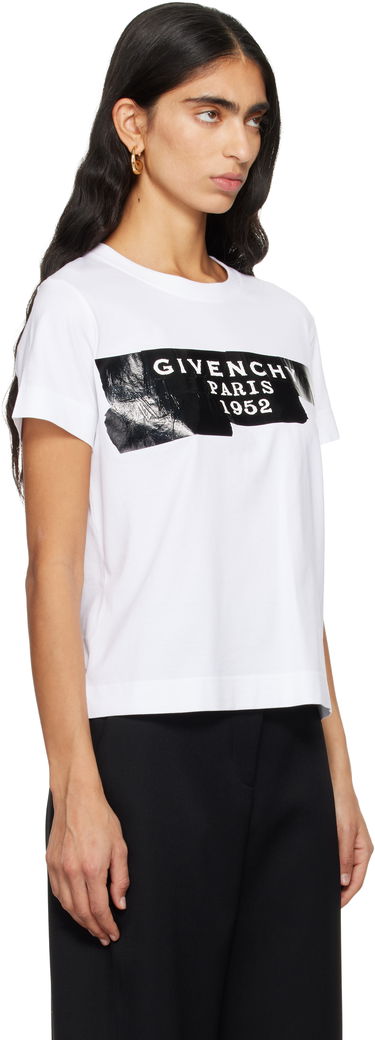 Tričko Givenchy Givenchy Tape Print Crewneck T-shirt Biela | BW70FJP78U100, 1