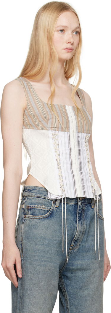 Tielko Marine Serre Marine Serre Striped Poplin Bustier Top Biela | WTO410A DWOV0061, 1