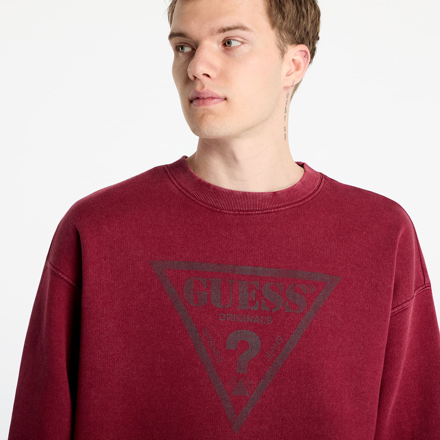 Mikina GUESS Originals Go Vintage Triangle Crewneck Sweatshirt Vínová | M4BQ11K9V31-F5E9, 1
