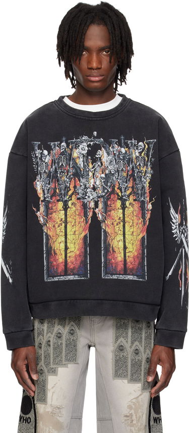 Sveter Who Decides War Who Decides War Ember Chapel Graphic Crewneck Sweatshirt Čierna | 1110170002SS25, 0