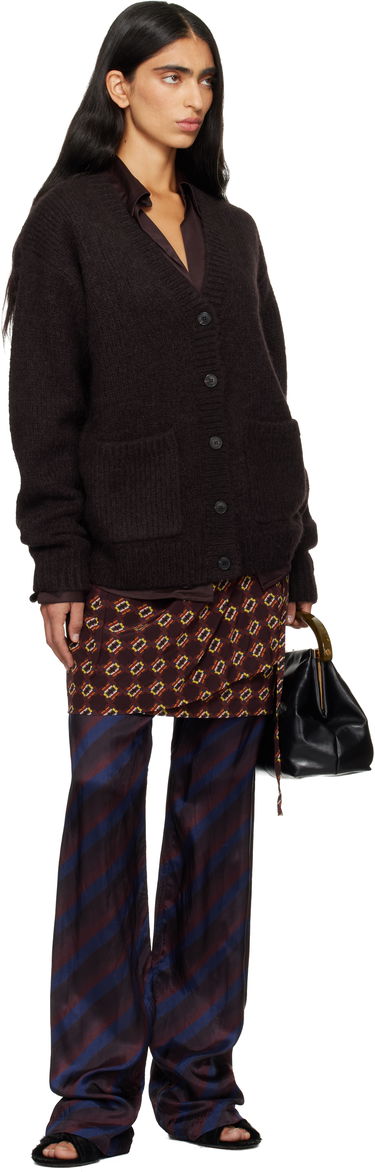Sveter Dries Van Noten Dries Van Noten Alpaca V-Neck Cardigan with Patch Pockets Hnedá | 252-011226-2709, 3