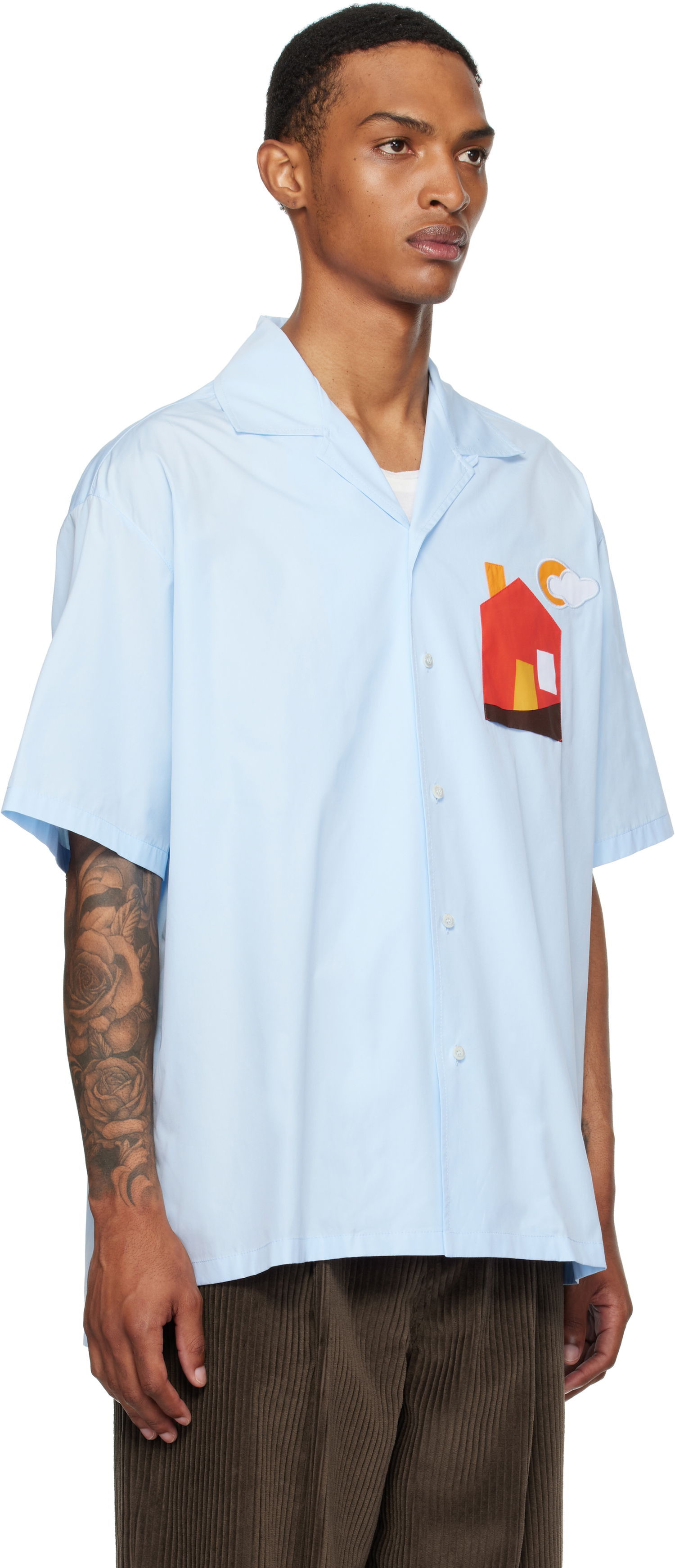 Košeľa Moschino Moschino Poplin House Appliqué Shirt Modrá | 252ZZ020752351293, 1