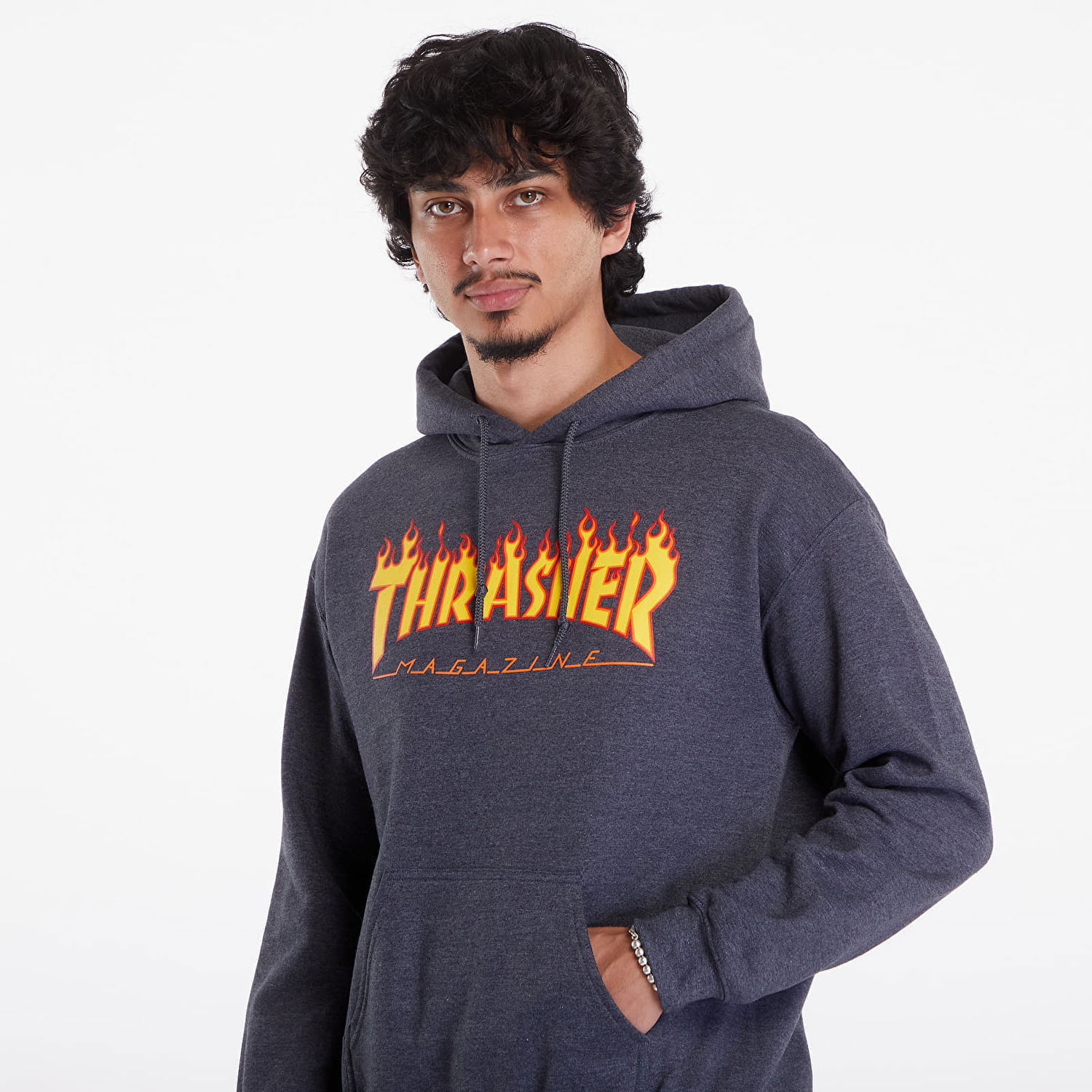 Mikina Thrasher Thrasher Flame Hoodie Šedá | 312007 Dark Grey, 1