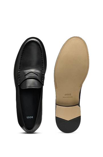 Tenisky a topánky BOSS Smooth Leather Penny Loafers Čierna | 50548278, 1