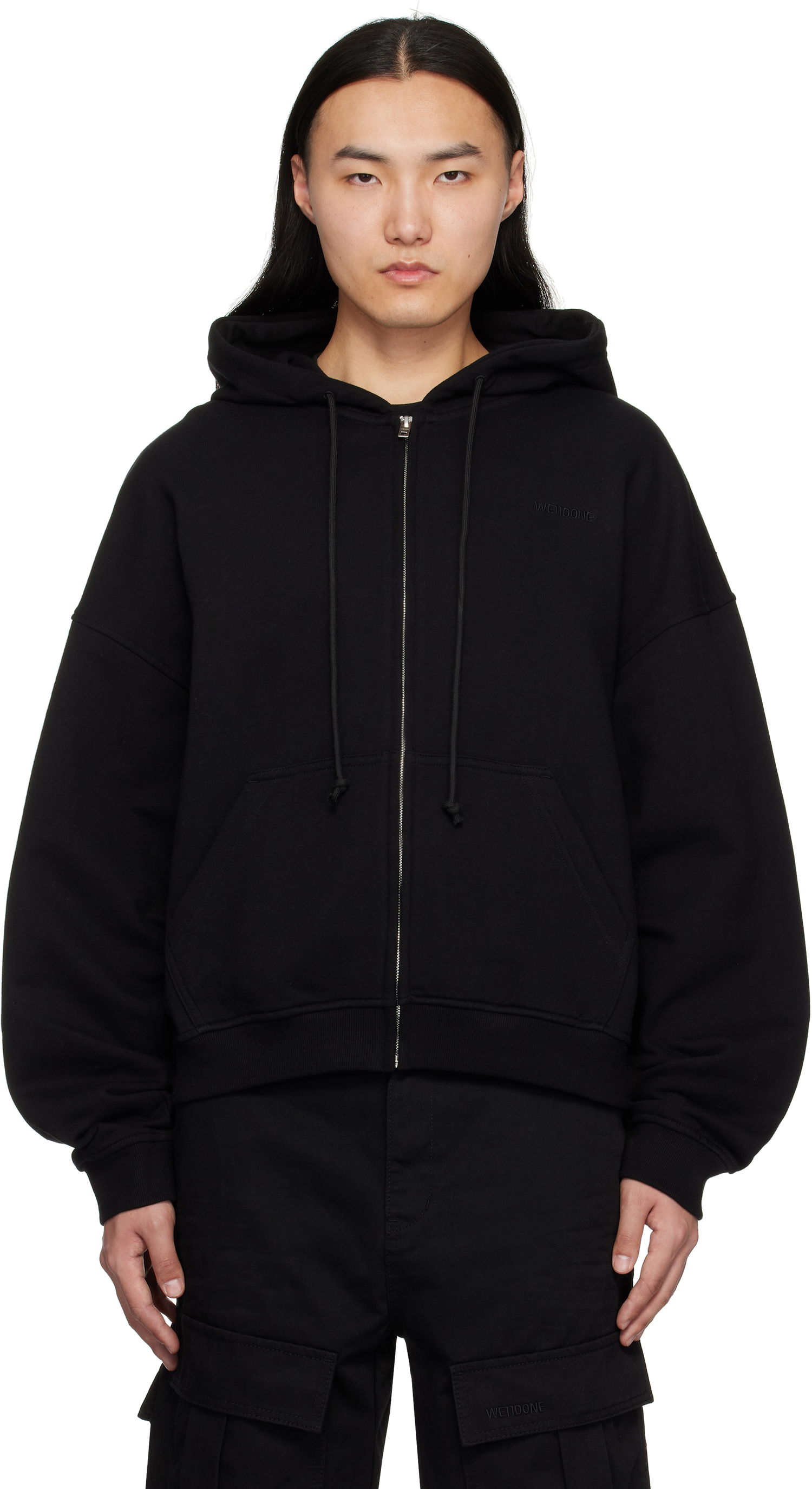 Mikina We11done We11done Twin All Around Zip-Up Hoodie Čierna | WD-TJ0-25-833-U-BK, 0