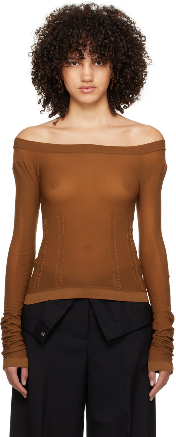 Tričko Acne Studios Frayed T-Shirt Hnedá | AL0409-, 0