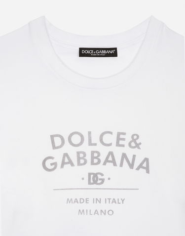 Tričko Dolce & Gabbana Jersey T-shirt With Lettering Biela | F8U48TGDB6WW0800, 2