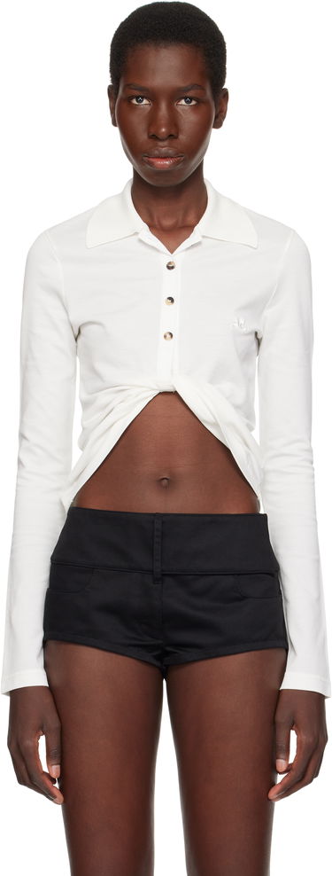 Šortky Courrèges Courrèges Twist Piqué Cropped Polo Biela | 225JPO048JS0193, 0