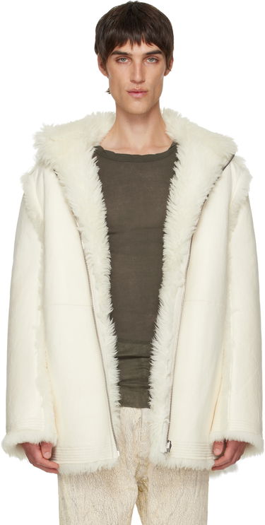 Kabáty Rick Owens Mac Cropped Reversible Shearling Coat Biela | RU02E1769 LSHAR, 0