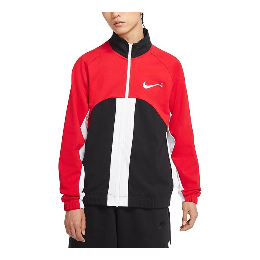 Bunda Nike Sportswear Swoosh Contrast Stitching Knit Jacket Červená | DD5982-657, 0