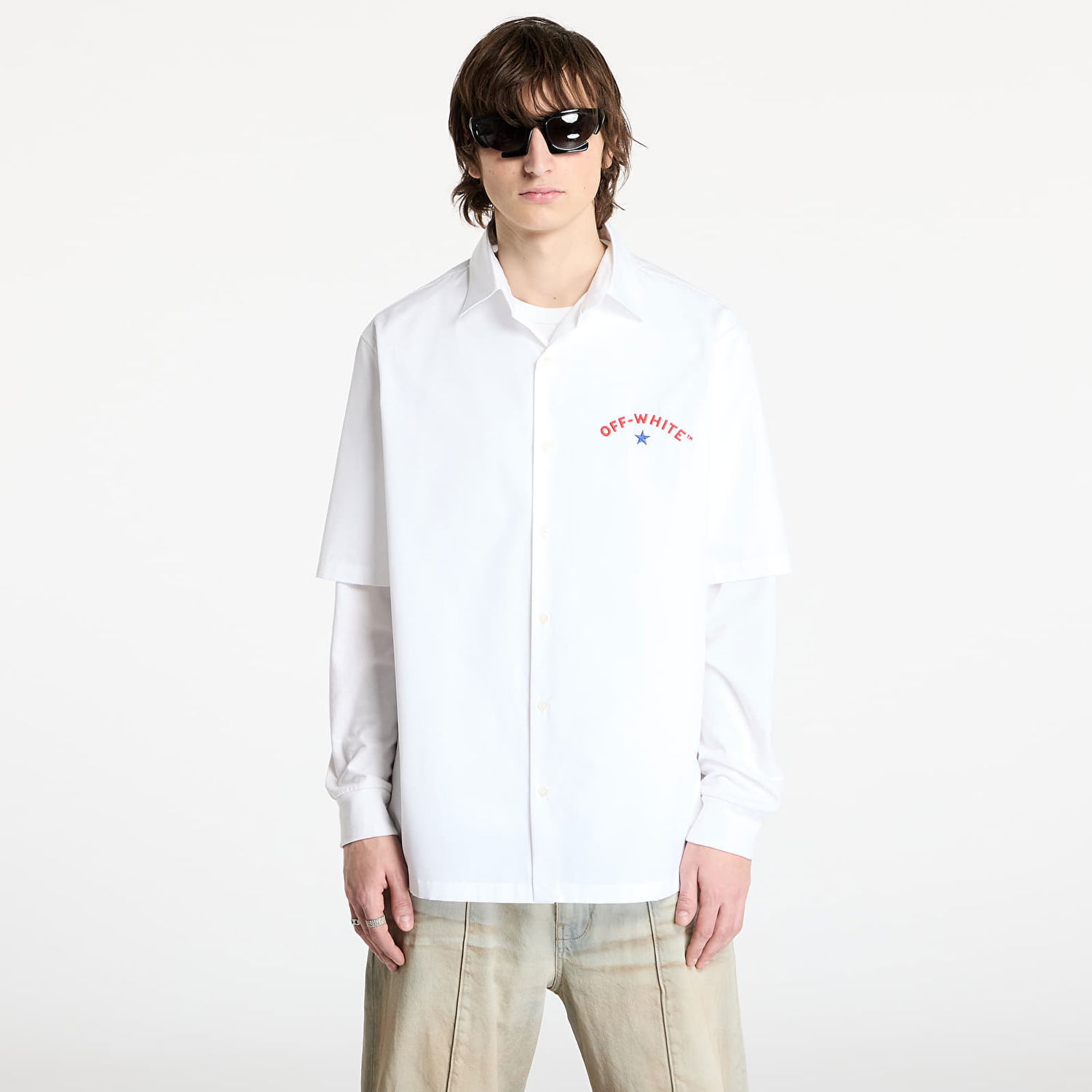 Košeľa Off-White Star Arrow Popl Bowling Shirt Biela | OMGG013S25FAB0020110, 0