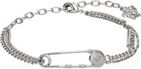 Versace Silver-Tone Safety Pin Chain Bracelet