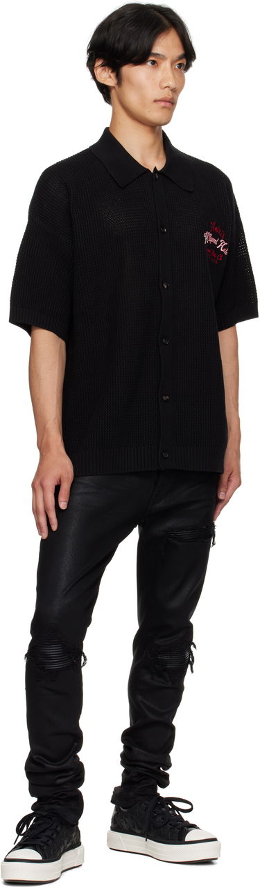 Polo tričko AMIRI AMIRI 'Hollywood Auto' Mesh Polo Shirt Čierna | AMKNIR1028, 3