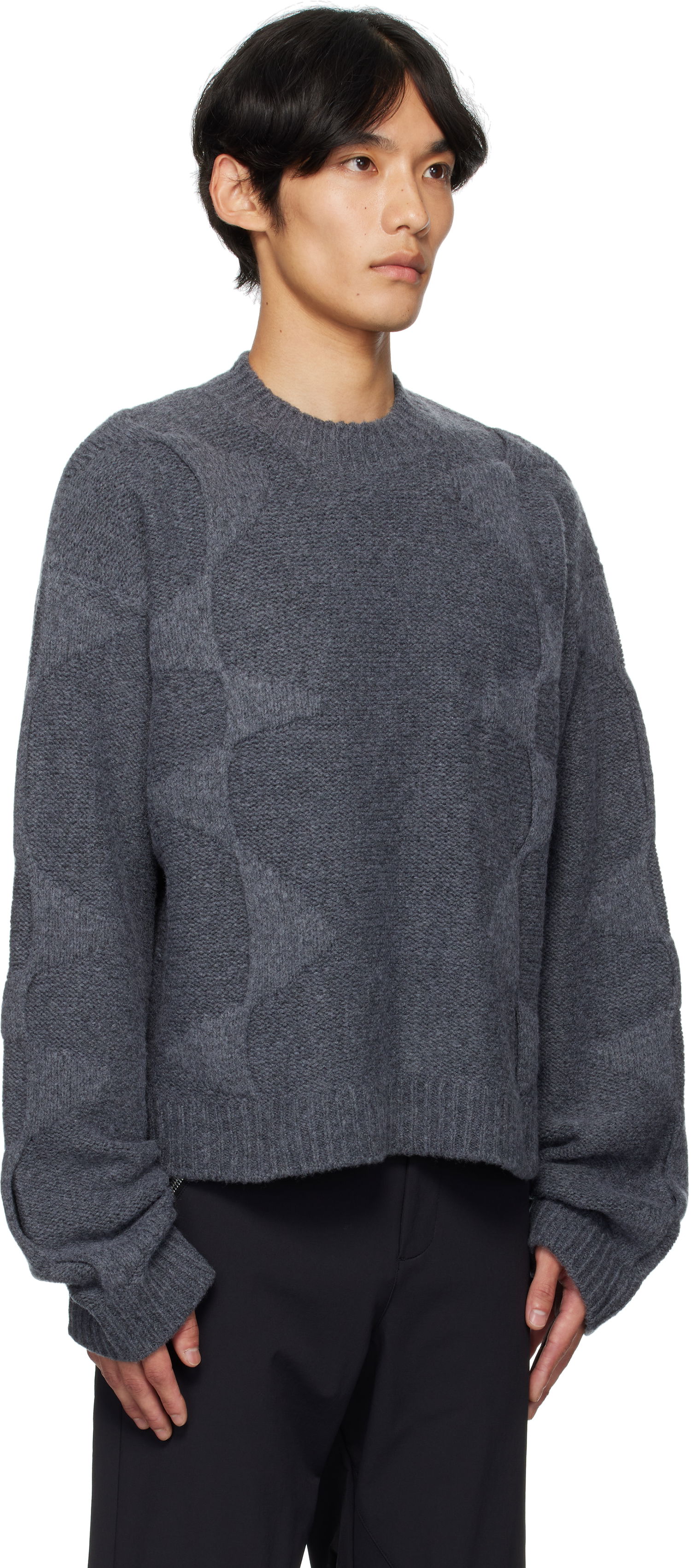 Sveter HELIOT EMIL HELIOT EMIL Cropped Spiral Knit Sweater Šedá | PREAW25_M_07_063_DGY05_CO, 1