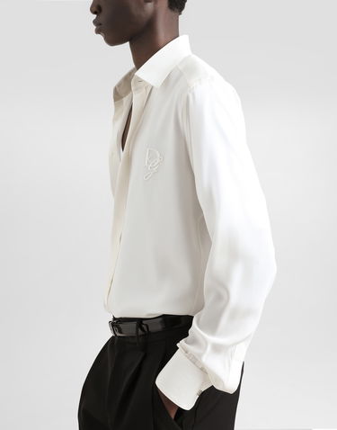 Košeľa Dolce & Gabbana Dolce & Gabbana Silk Shirt with Logo Embroidery Biela | G5MO1ZFU1UQW0111, 3